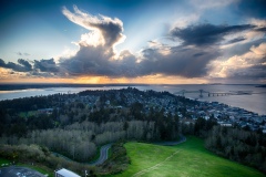 Sunset over Astoria, Ore., seen from the top of the Astoria Column.