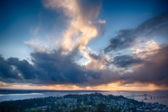 Sunset over Astoria, Ore., seen from the top of the Astoria Column.
